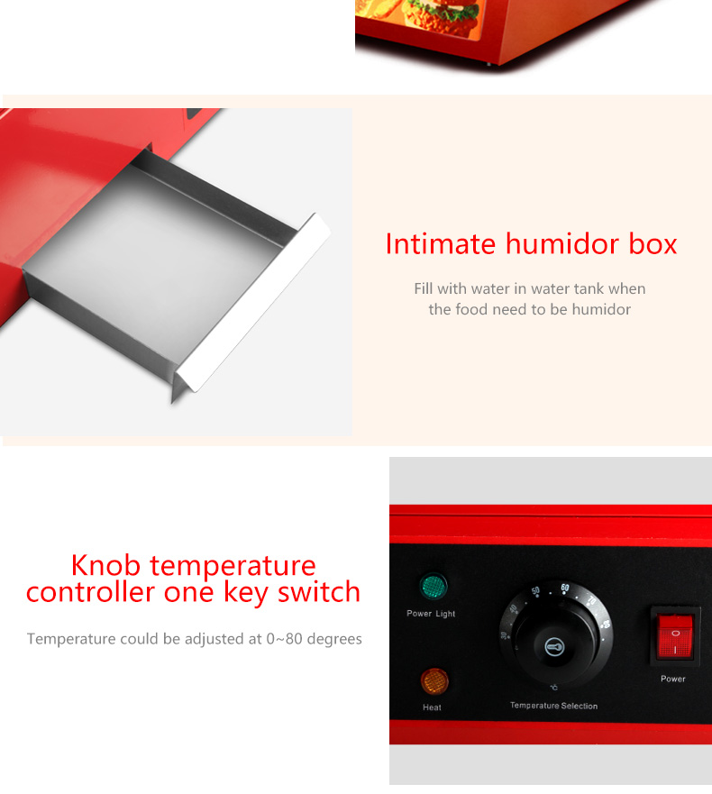 Hotel and Restaurant Catering Equipment Electric Food Display Warmer with 1.2kw Power