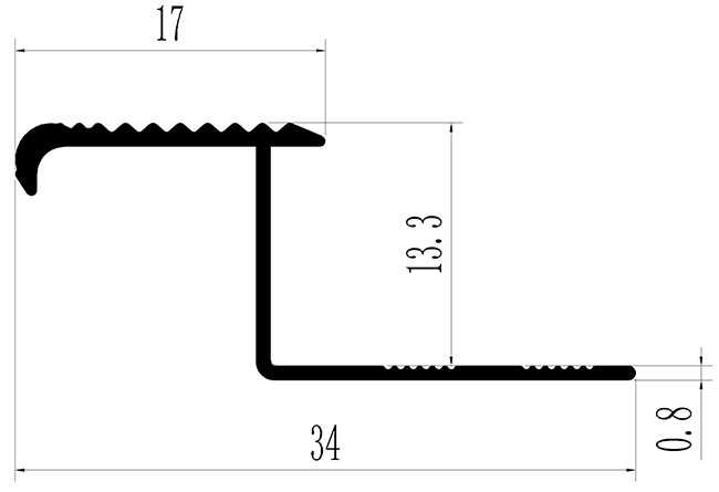 Aluminum Alloy 6063 Stair Nose Tile Edging Trim Anodized Matt Bronze Non Slip