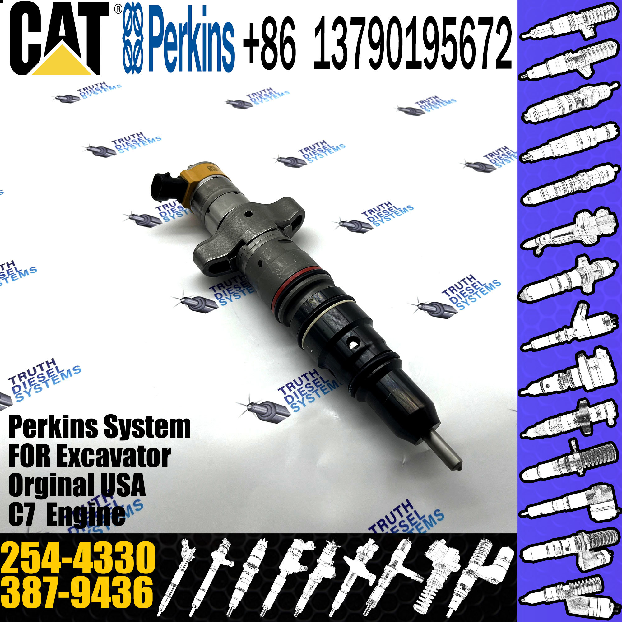 new Excavator Engine Parts C9 Fuel Kit Injector Nozzle 254-4339 10R7222 387-9436 254-4330