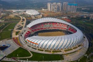 Quality Multi Storey Volleyball Steel Building Gym Flat Roof Construction for sale