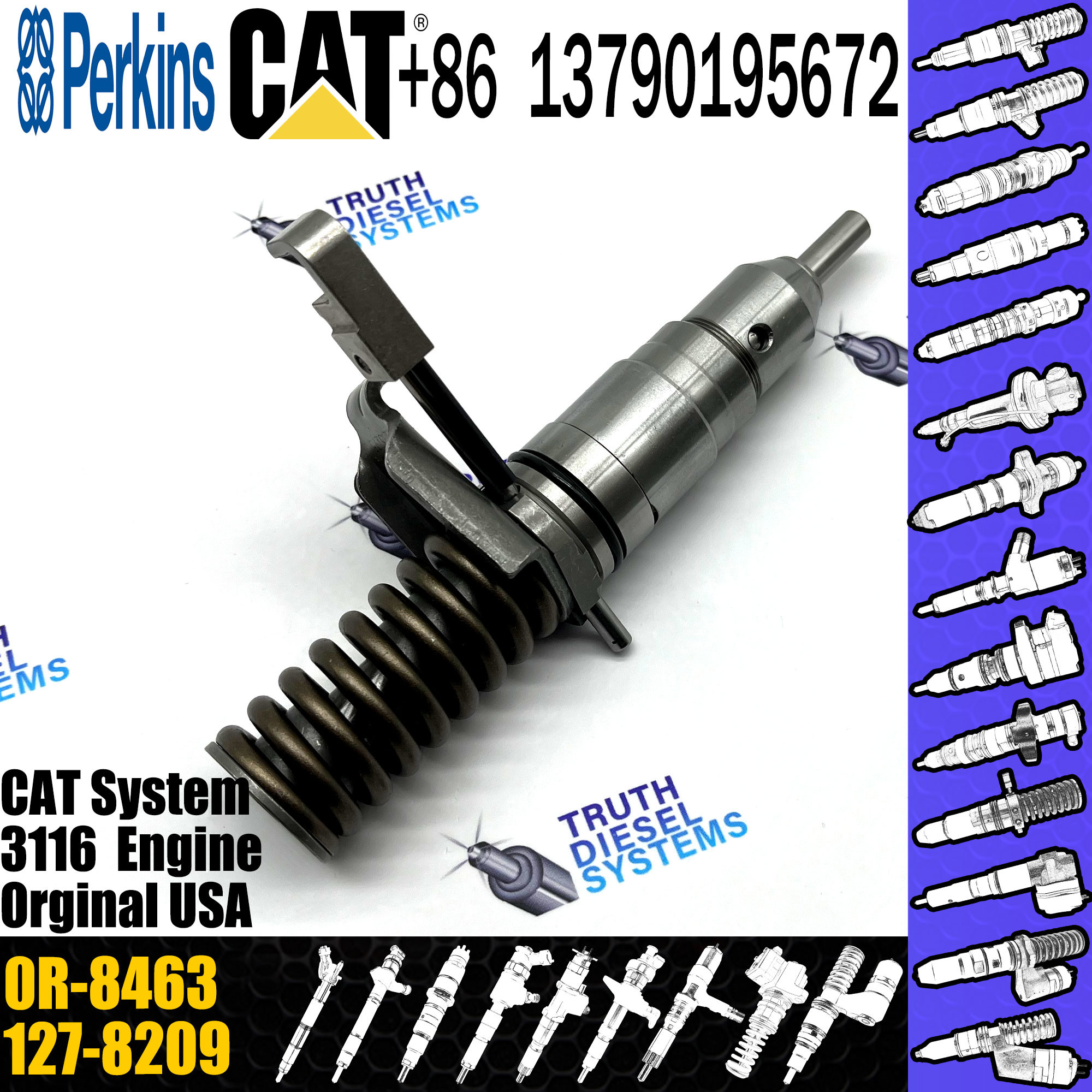 Diesel 3114/3116 Engine Injector Assy 1620212 162-0212 common rail injector 0R-8463 for CAT Diesel Engine