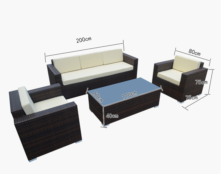 4 Pcs Rattan Sectional Sofa Furniture Outdoor Comfortable Casual Sectional