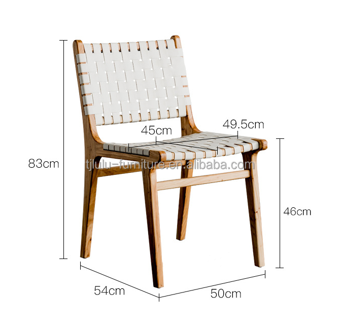 Modern Leisure Dining Chair Woven Leather Solid Wood for Dining Room Furniture