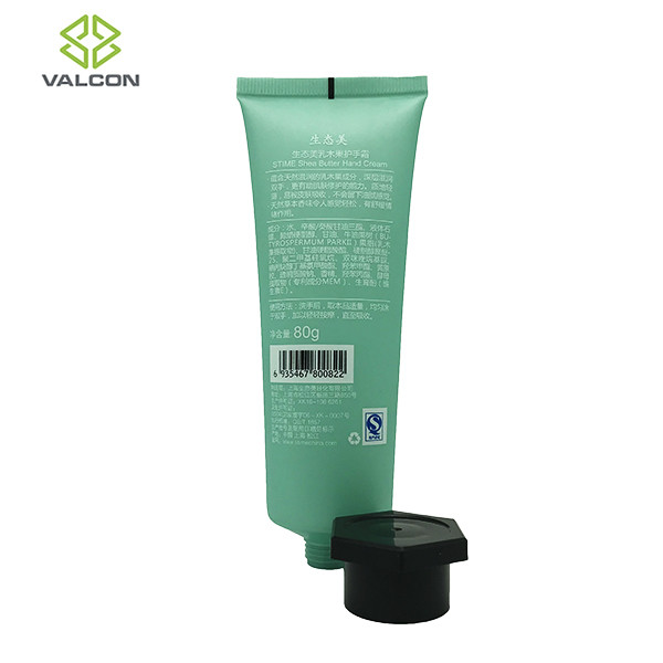 Green 80g Refillable Hand Cream Tube Hexagonal Cap 2 Layer LDPE Material