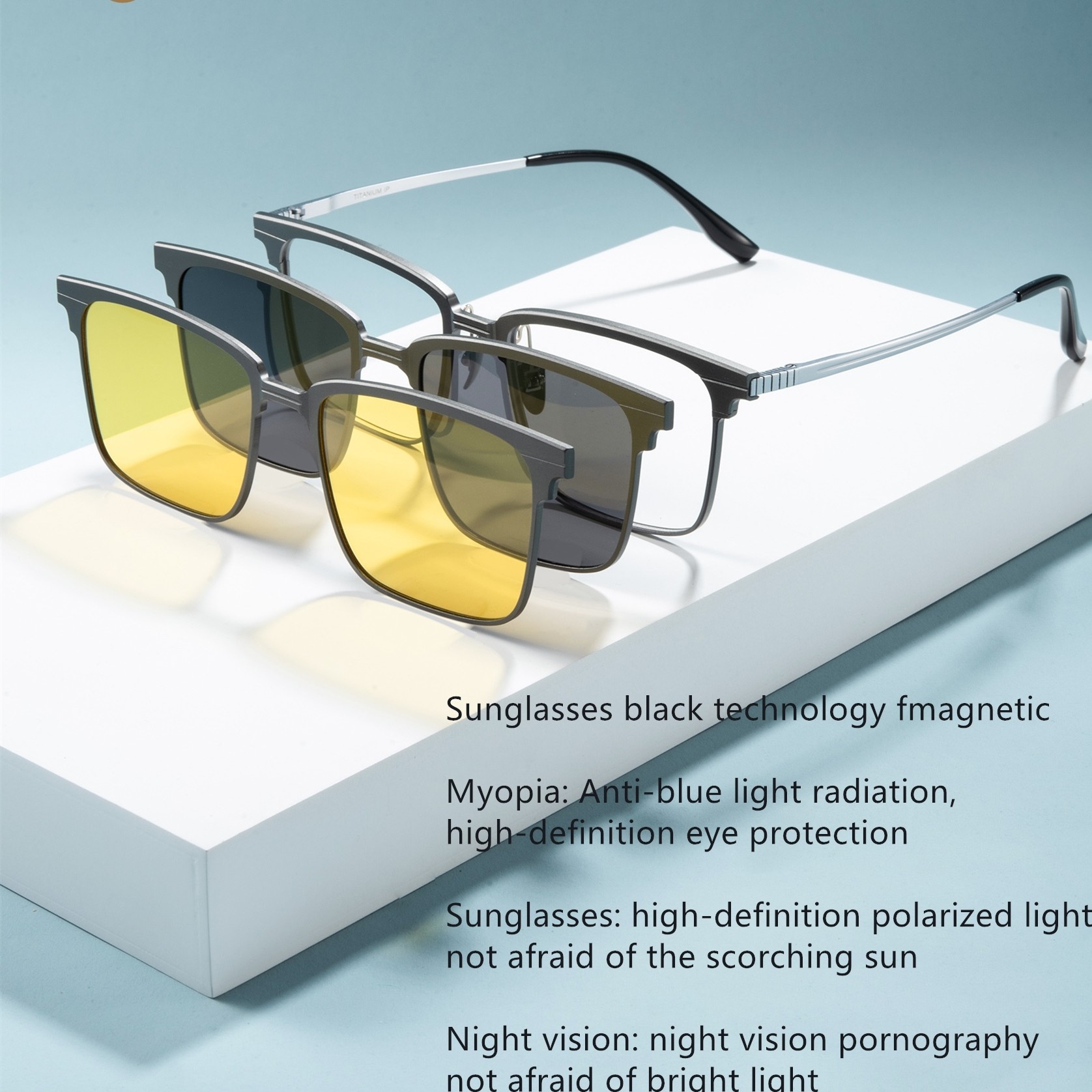 Magnetic Pure Titanium Aluminum Glasses Fashion Portable Glasses