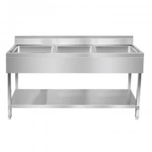 Quality Triple Bowl Stainless Steel Worktables With Sink / SS Table With Sink for sale