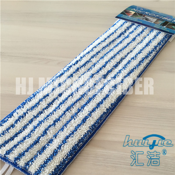 White Mixed Blue Color Stripe Microfiber Wet Mop Pads Flat Refill Mops Huijie Supplier