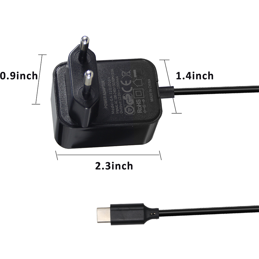 USB C 12V 3A EU Power AdaptersSwitching Transformer Universal 3A Power Adapter 12V Wall Charger EU 2Pin