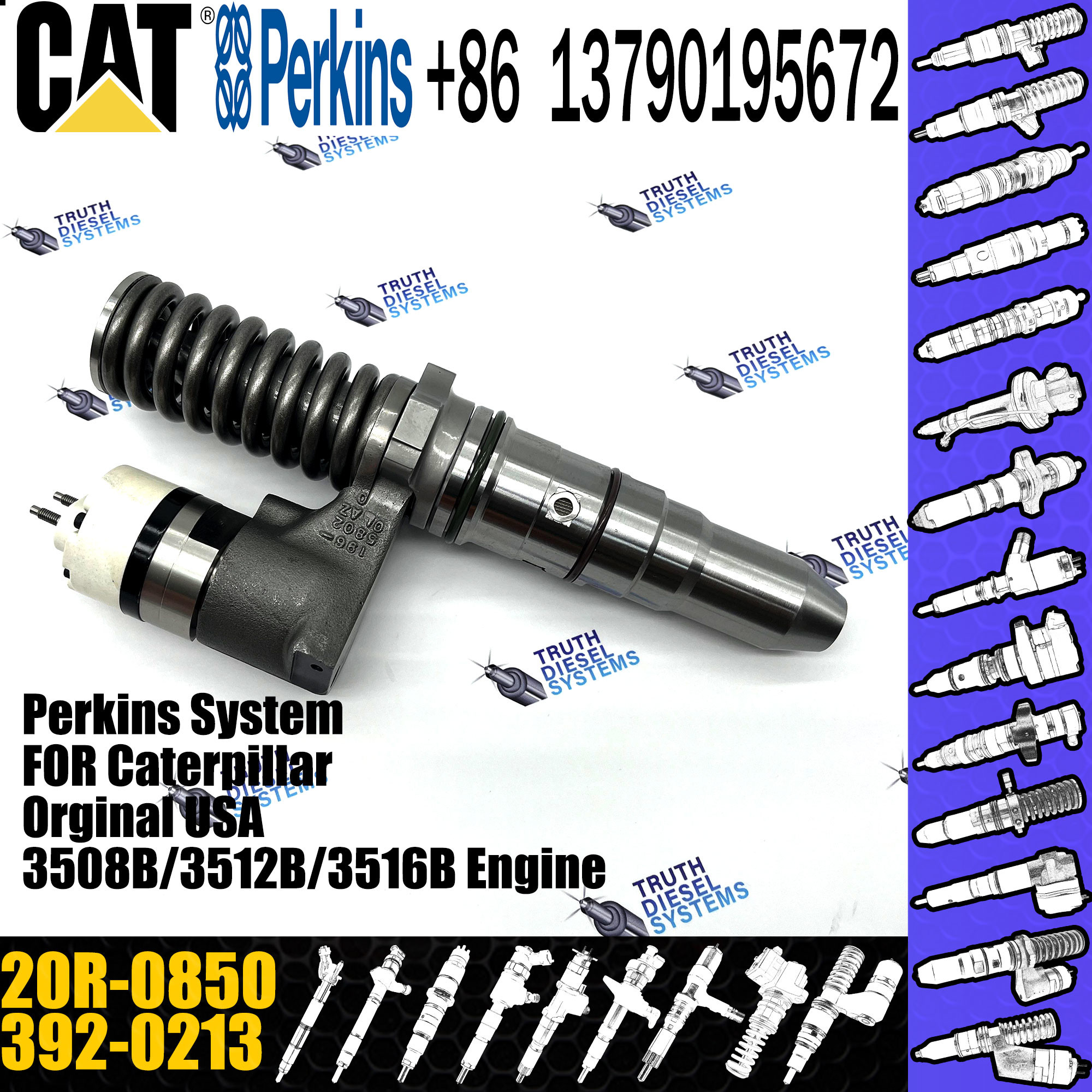 Common Rail Fuel Injector 3920213 20R0850 392-0213 20R-0850 For CAT Caterpillar 3516B 789C 793D