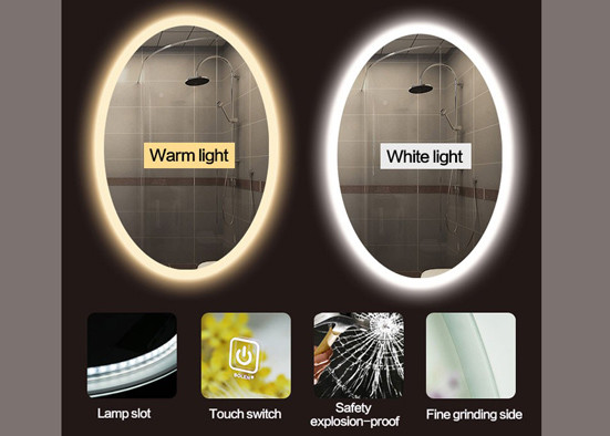 Fashion Smart LED Bathroom Mirror Anti Fog Oval Lighted Bathroom Mirror