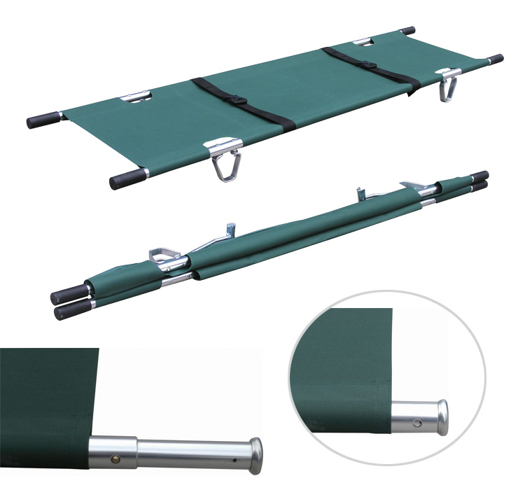 Strengthened Aluminum Green Stretcher No Fold Stretcher Handles & Carrying Case