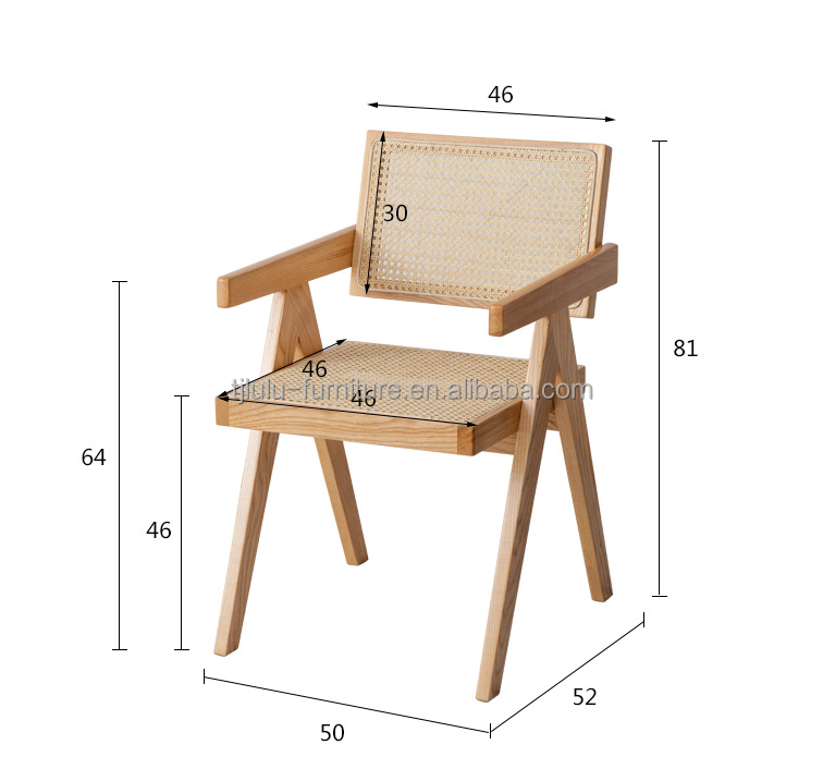 Custom Solid Wood Armrest Rattan Chair for Indoor Classical Dining Furniture in Restaurants