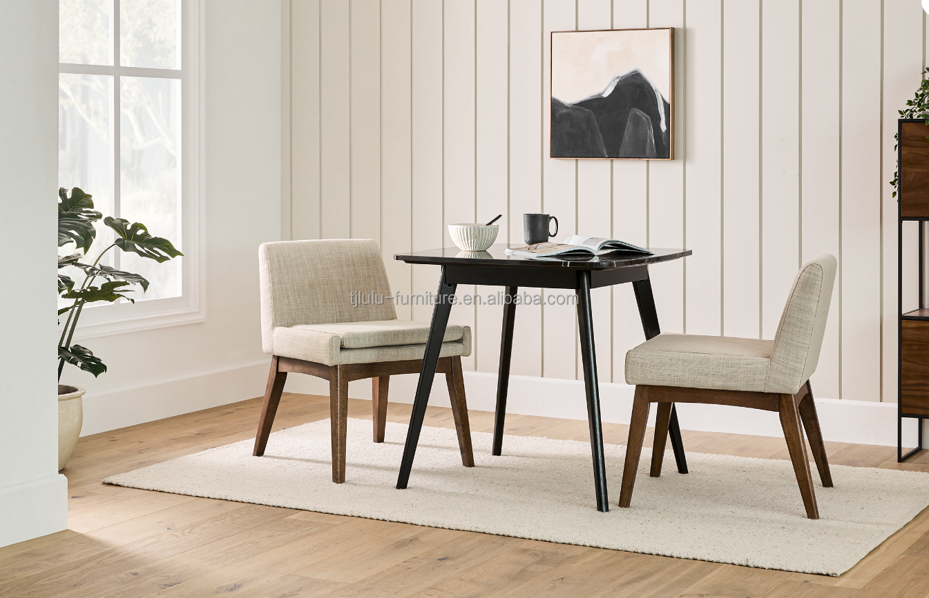 Mail Packing Nordic Modern Wood Structure Fabric Dining Chair For Restaurant Hotel Rubber Wood Frame