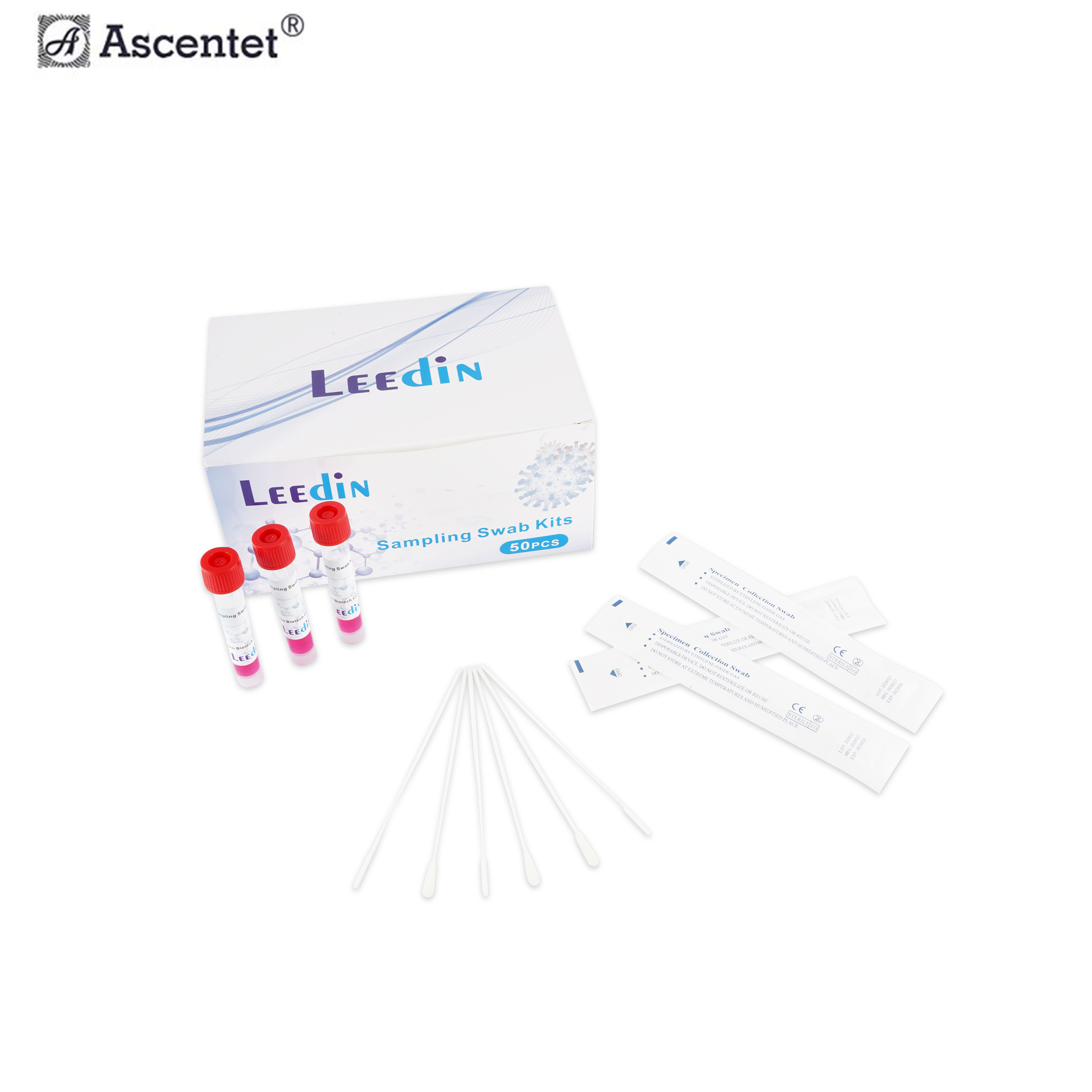 New Nylon / Cotton Material Medical Swab Saliva Sample Collection Kit Tube