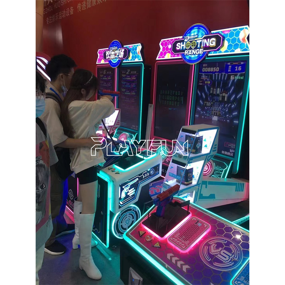 Playfun Coin Operated Indoor Entertainment Center 2 Player Gun Quick Shooting Top GunSimulator Arcade Game Machine With Gift Box