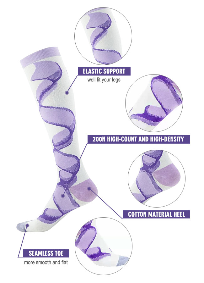 Breathable Compression Socks 20-30 Mmhg Long Compression Stockings For Running