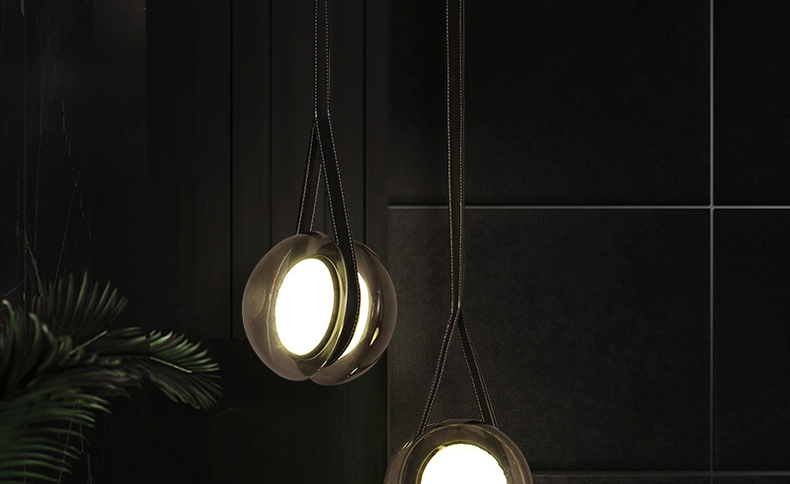 Nordic Modern Pendant Lights Glass Leather Belt Yo-yo Hanging Lamp(WH-GP-168)
