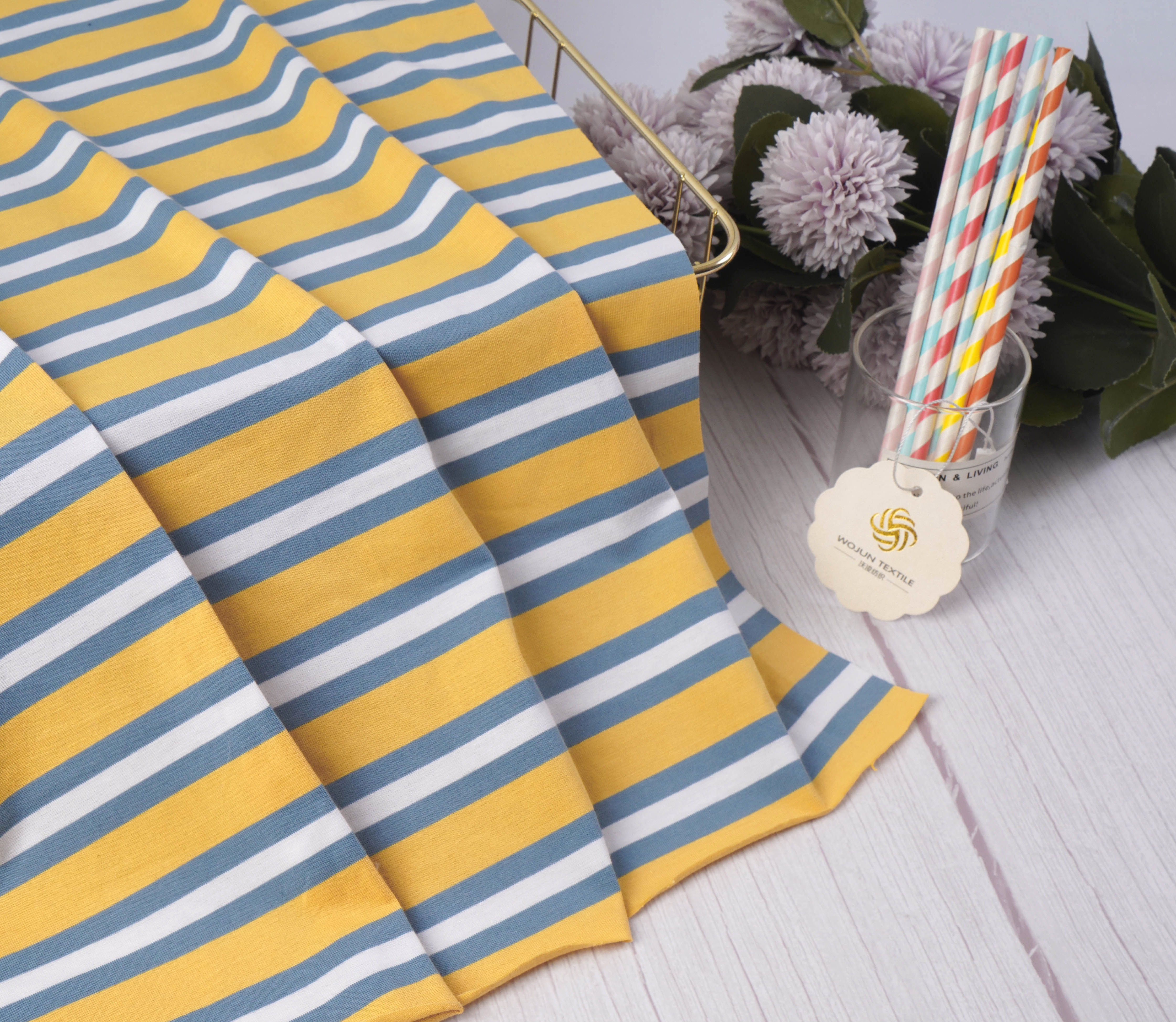 Moisture-absorbent And Breathable Smooth Striped Knit Fabric For T- Shirt
