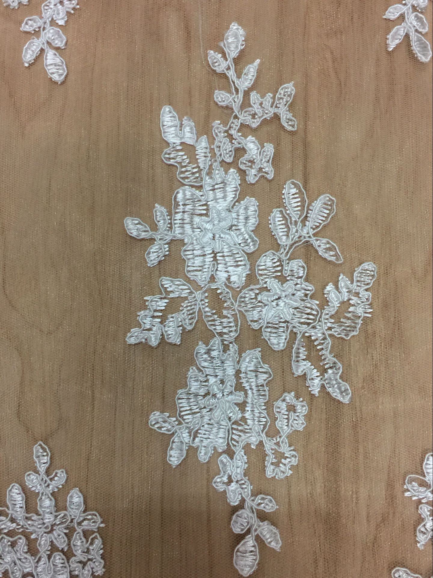 2017 new design embroidry tulle lace fabric With Cord for Bridal Dress