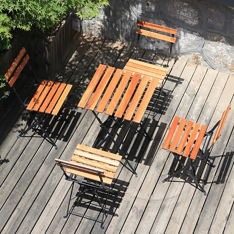 Custom Logo Villa Outdoor Folding Bistro Table and Chairs Set for Leisure on Balcony Patio