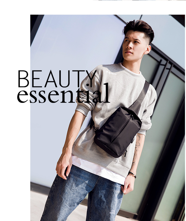Water Resistant Polyester Lining Anti Theft Chest Sling Bags With USB 5L