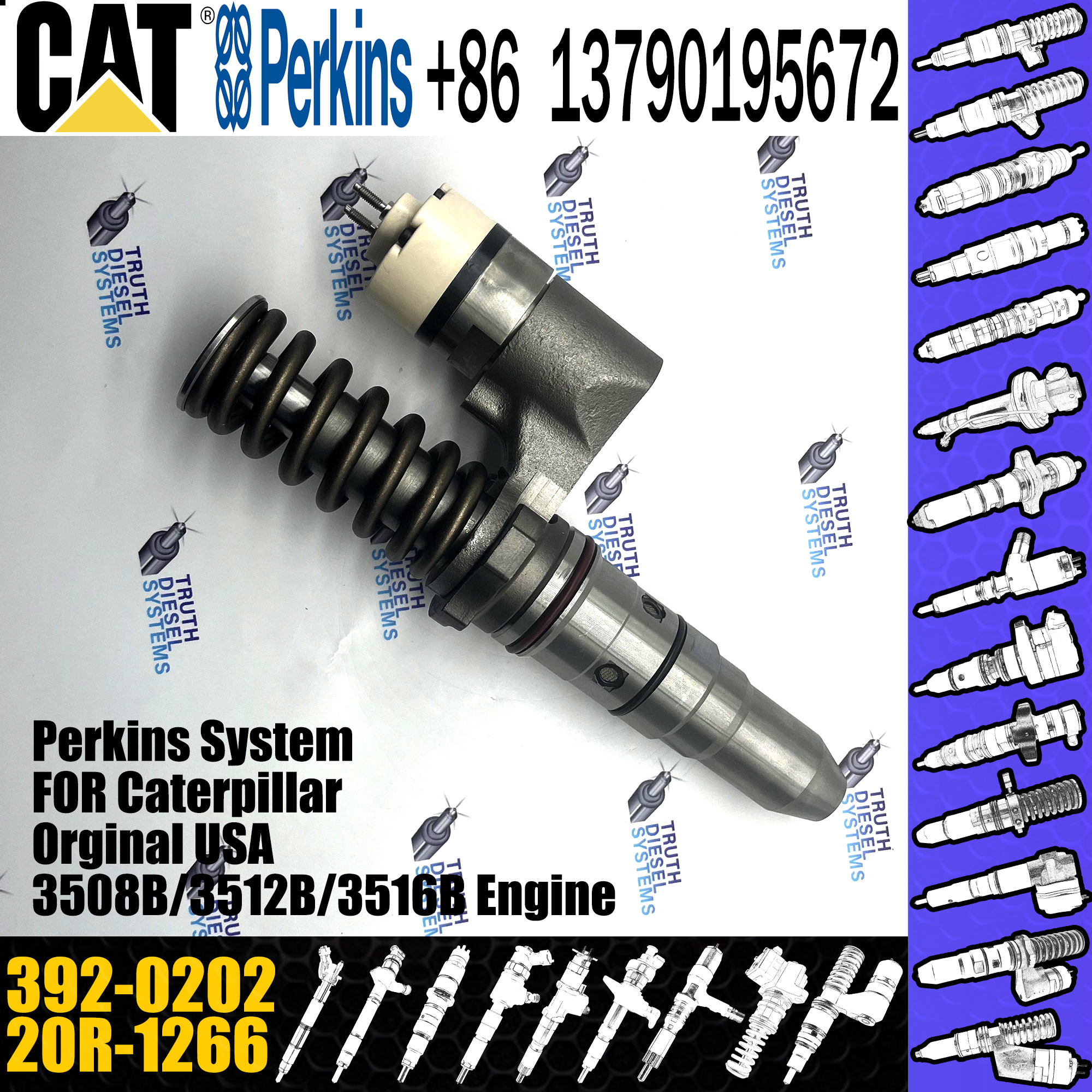 392-0202 High Quality Diesel Engine Fuel Injector 3920202 20R1266 For Caterpillar 3512B 3516B