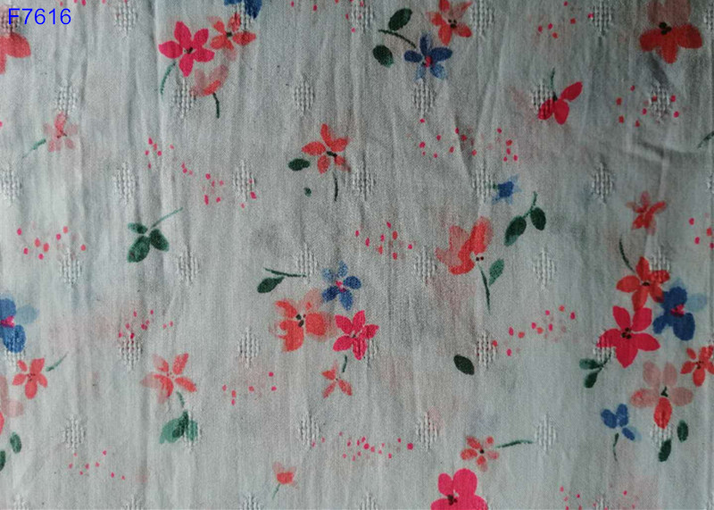 F7616 Cotton Rayon for lady Shirt Skirt Jacquard Dobby Fashion Popular Flower Printing