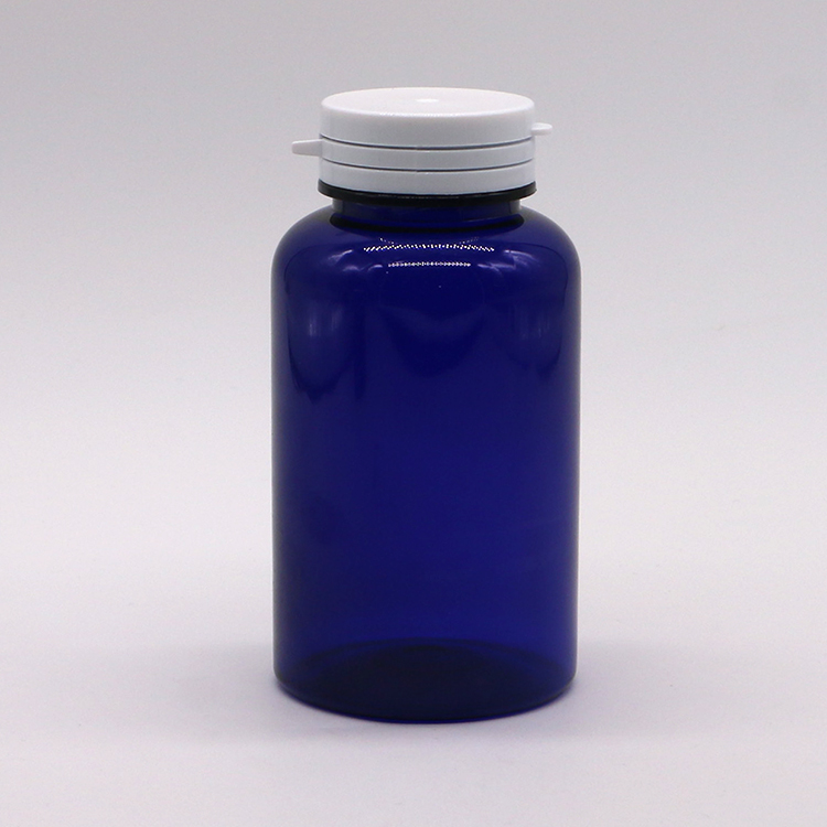 Collar Material PET 200cc Round Plastic Bottle Medicine Container with Easy Pull Ring Caps