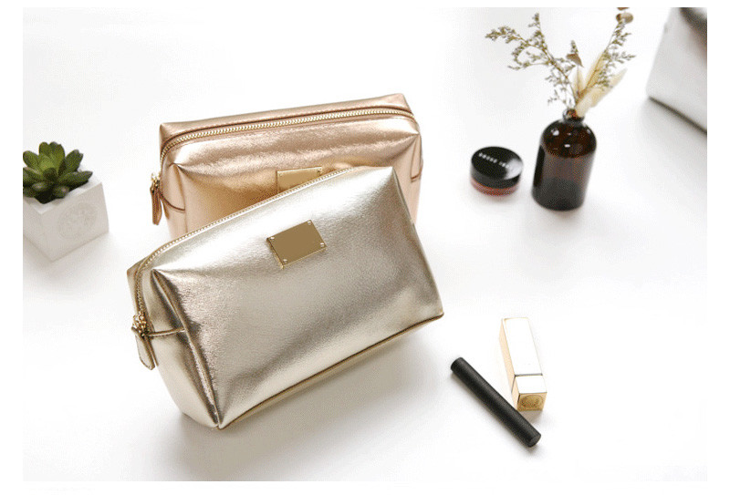 Luxury Beautiful Small Cross Stripe Leather PU Makeup Bag
