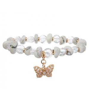 China Glass Crystal Beads Butterfly Charm Stackable Bracelet Handmade Transparent on sale