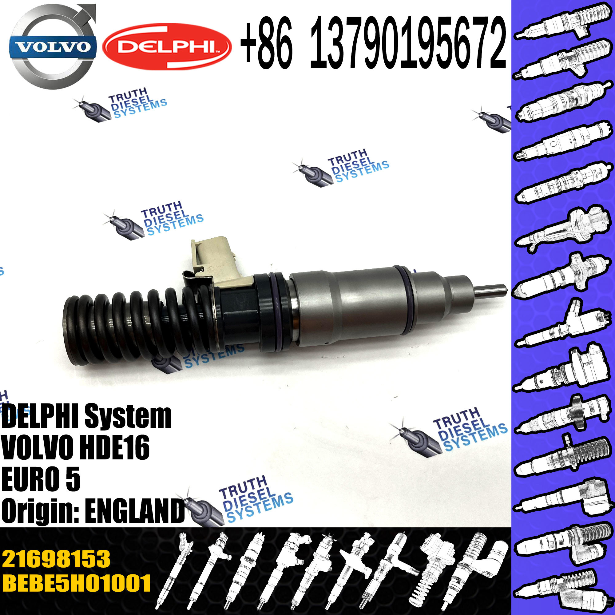 New Diesel Fuel Injector 21698153 BEBE5H01001 21698153 for VOL HDE16 EURO 5 BEBE5H01001