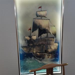 Quality 19mm Thickness Tempered Art Glass Hot Melt Sailboat Ultra Clear Glass Painting for sale