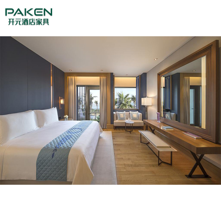 Natural Veneer Paken Hotel Bedroom Furniture Sets Concise Style