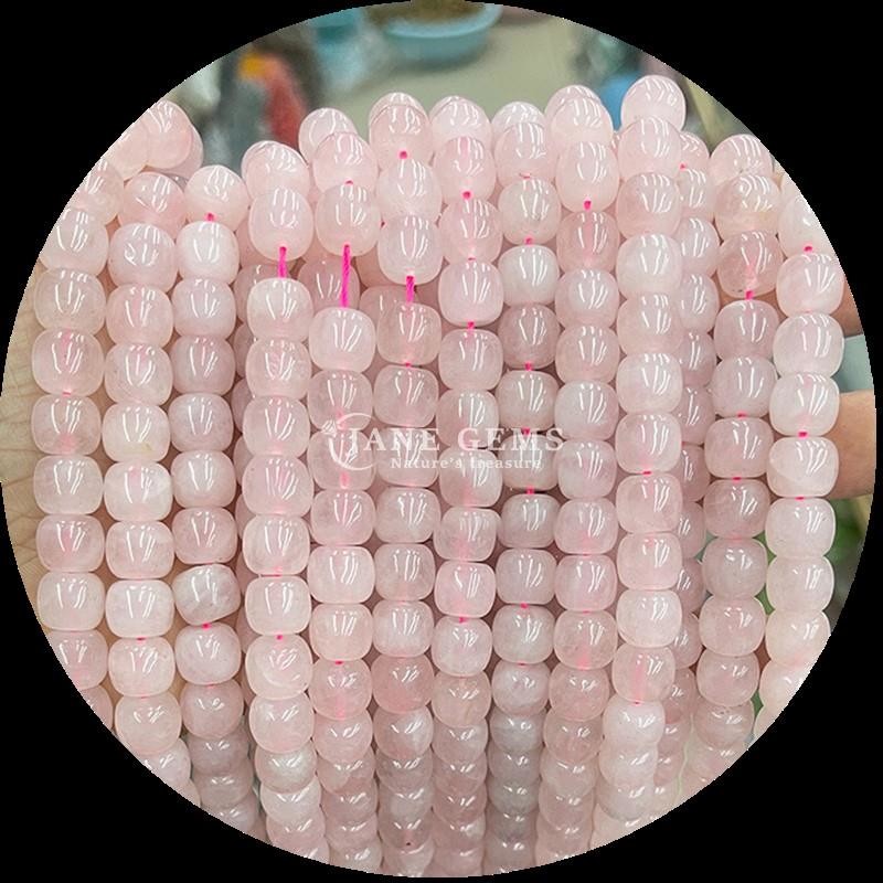 Gems Bead Rose Quartz Ice Green Jade Natural Crystal Gemstone Apple Shape Loose Bead Strands for Jewelry Making