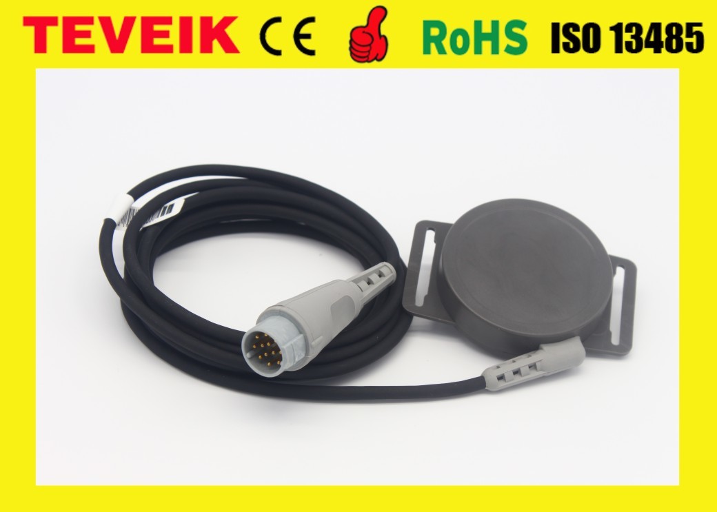 Corometrics 116 118 Fetal Doppler Ultrasound Probe 12 Pin Round Gray Connector