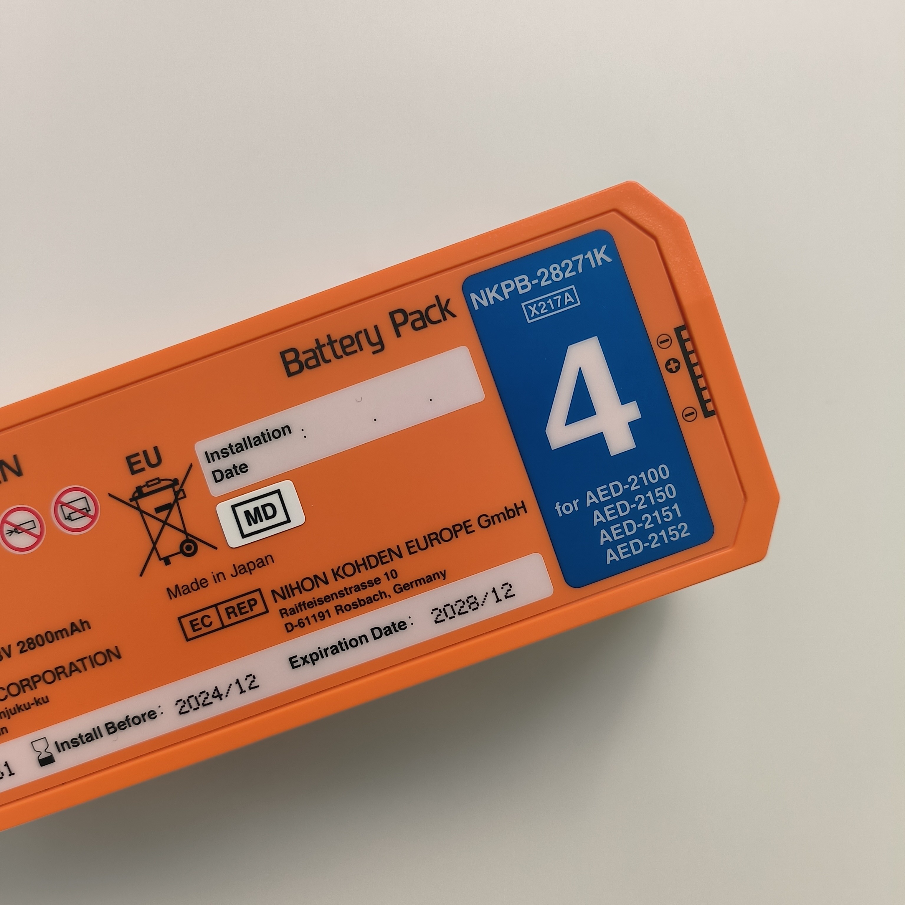 Nihon Kohden AED Defibrillator Battery Orange AED-2100aed-2150aed-215aed-2152 Nkpb-28271k X217A