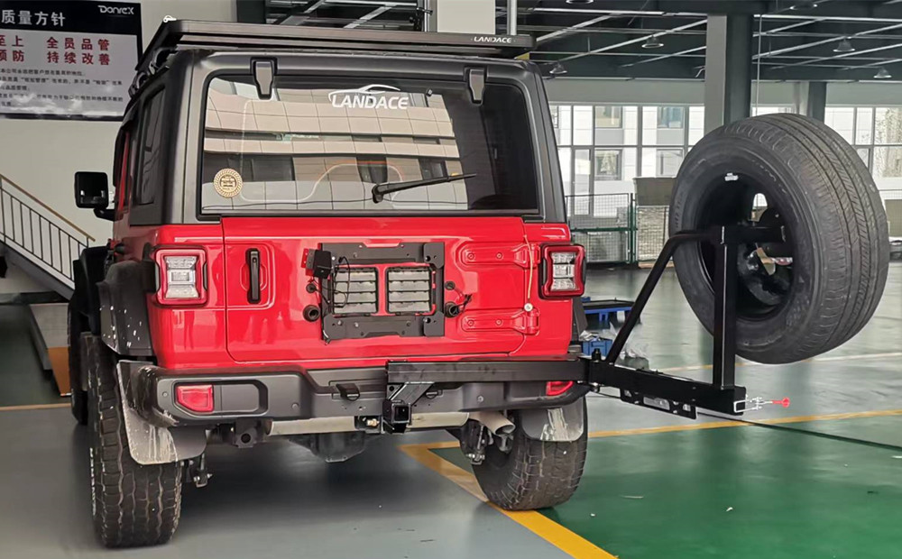 Off-Road Black Spare Wheel Carrier Designed and Manufactured by Custom Metal Fabrication