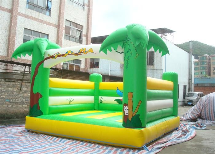 Mini Green Color Inflatable Bouncer , Palm Tree Bouncer For Outdoor Playing