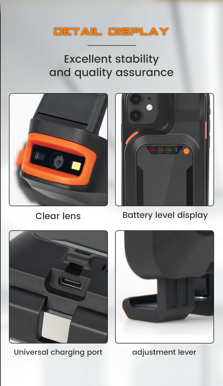 Wireless Barcode Scanner Bluetooth 1d 2d Phone Back Clip Barcode Reader For Phone
