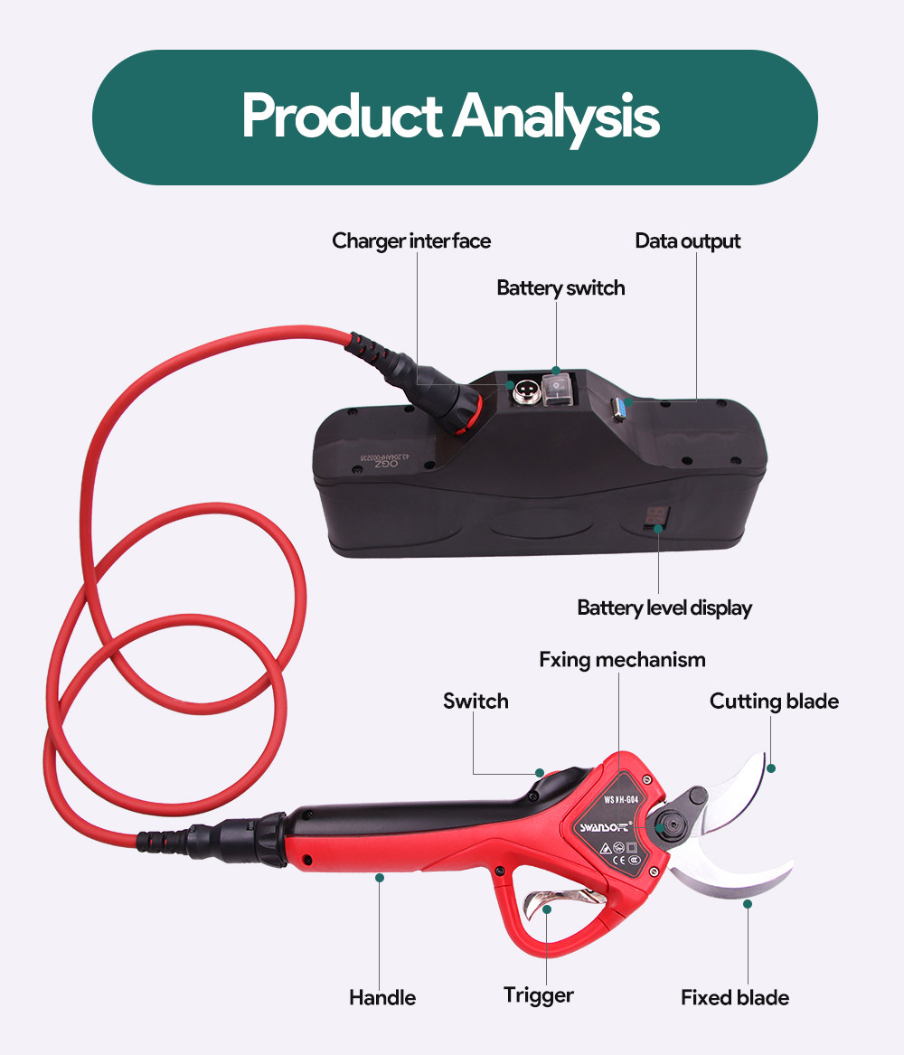 43.2V Lithium Battery Electric Pruning Scissors Charging Garden Bypass Electric Pruning Shears