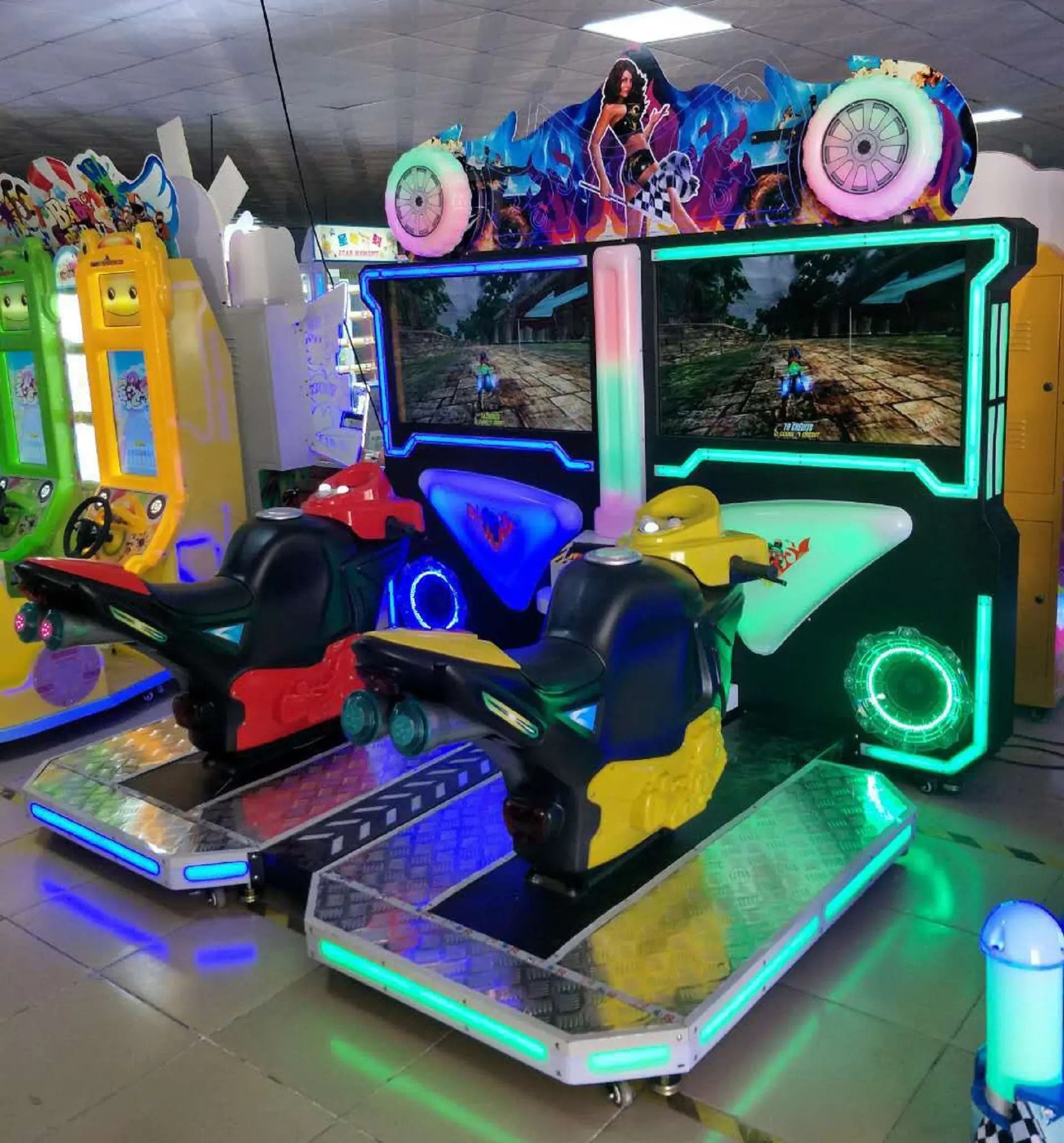 Super Bike 2 FF Twins Motor Hot Sale RAW Racing Game Arcade Coin Operated Game Machine