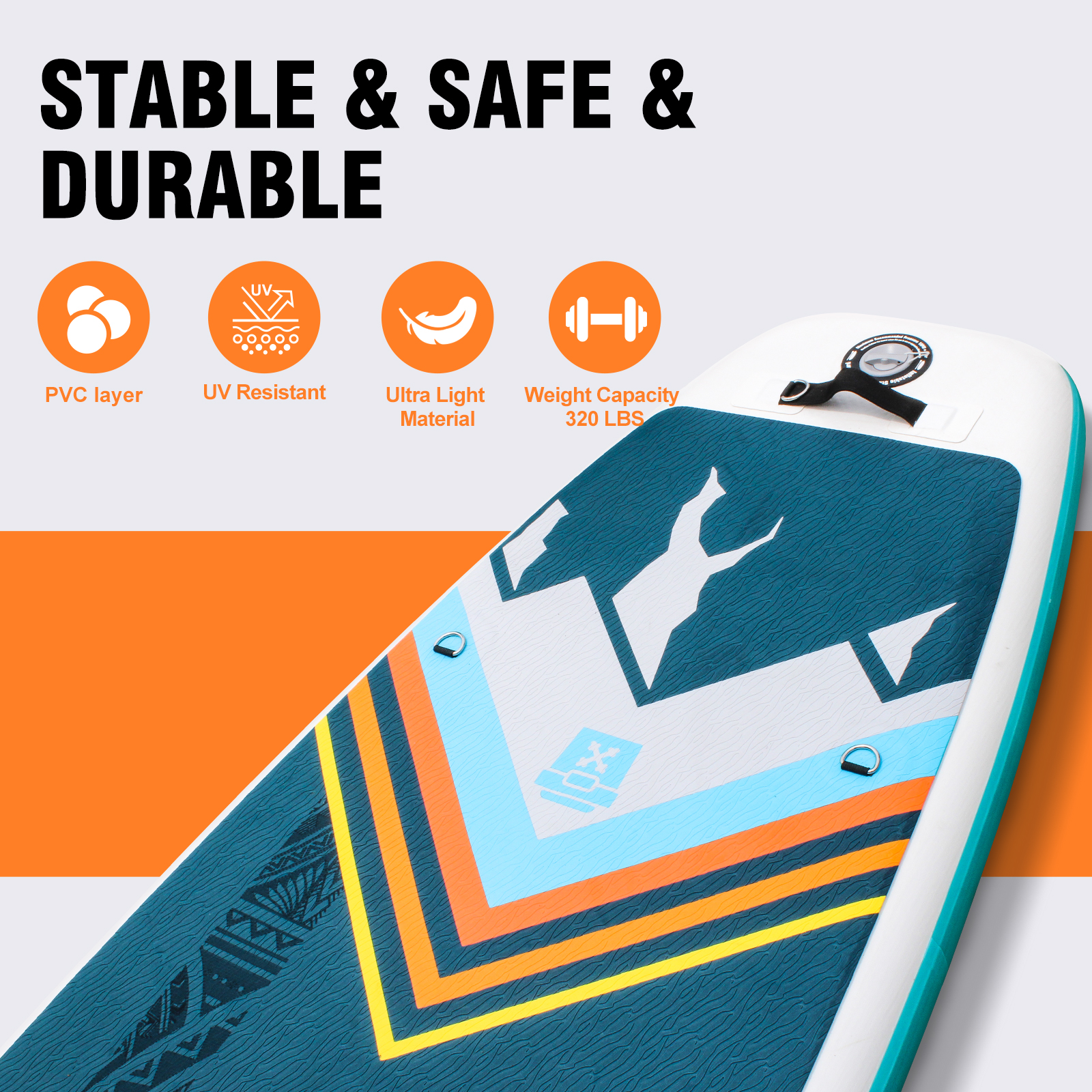 Lakes Rivers Occasion Woowave Inflatable Paddle SUP Board with Sup Leash Accessories