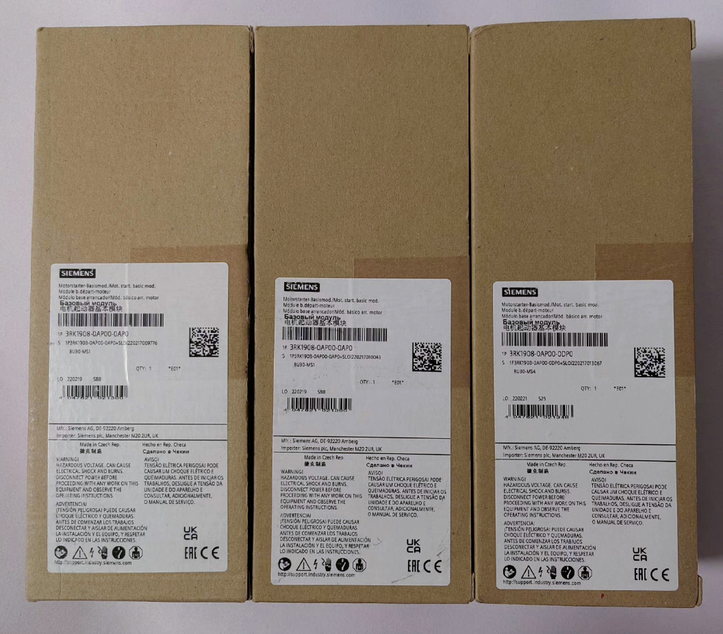 3RK1908-0AP00-0DP0 Siemens Base Unit (BU30-MS4) For ET 200SP Motor Starter PLC products