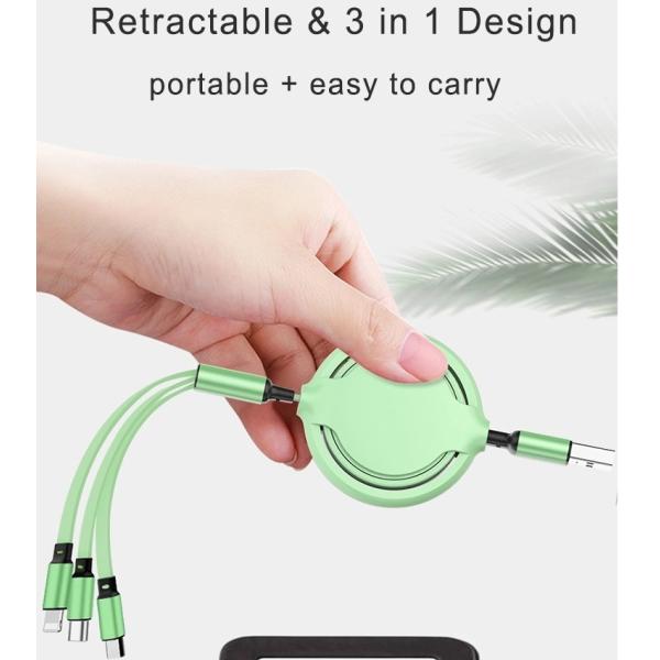 Multi Retractable Fast Charger Cord 1.2m Liquid Silicone Multiple Charging Cable