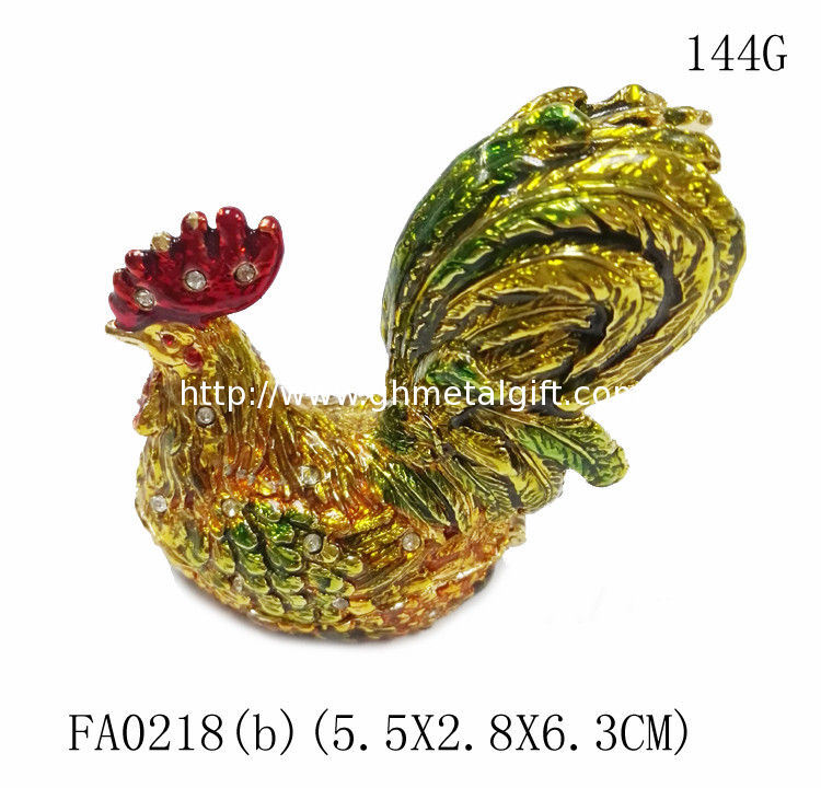 Rooster chicken jeweled trinket box with diamond for gift jewelry box