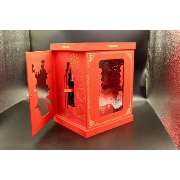 Lighting Wine Packing Boxes Double Door Slide Opening Greyboard EPE Foam Material