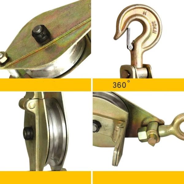 1ton 2ton 5ton Stringing Pulley Block Transmission Line Stringing Tools With Steel Double Pulley Block