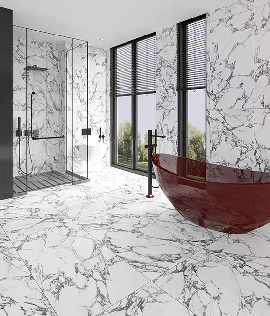Non Slip Porcelain White Floor Tile Matte Glazed Marble Porcelain Floor Tile