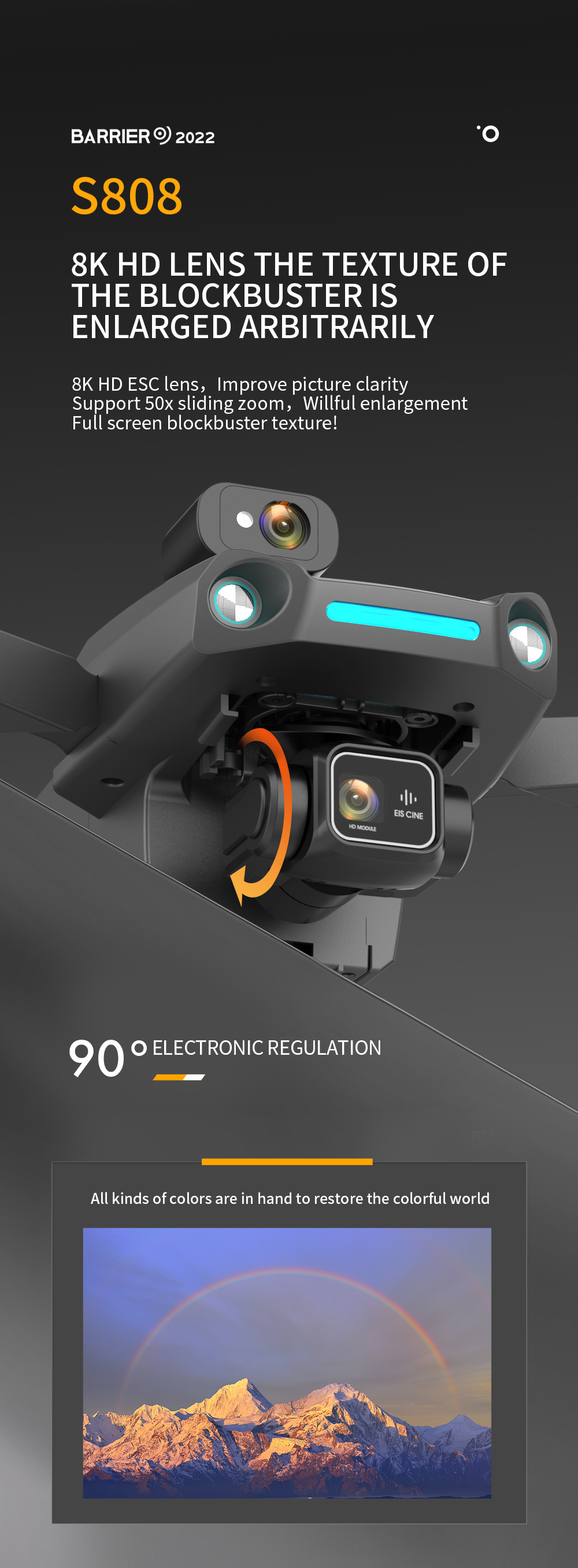 3km Range S808 Drone With 8k Camera 5g Wifi 3 Axis Eis Gps Long Distance 3km Brushless Motor Foldable Quadcopter Drones