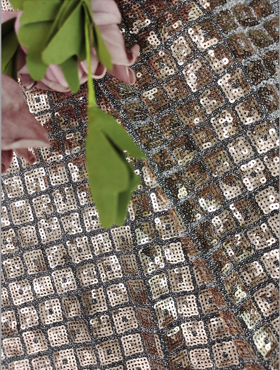 Polyester Sequin Embroidery Fabric Sequin Lace Fabric For Party Dress